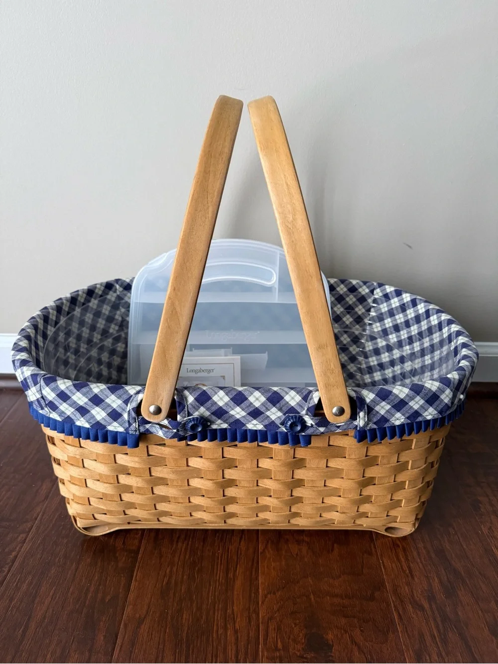 LONGABERGER BLUE RIBBON CRAFTING  BASKET,  PROTECTOR, FABRIC, CARD, ORGANIZER